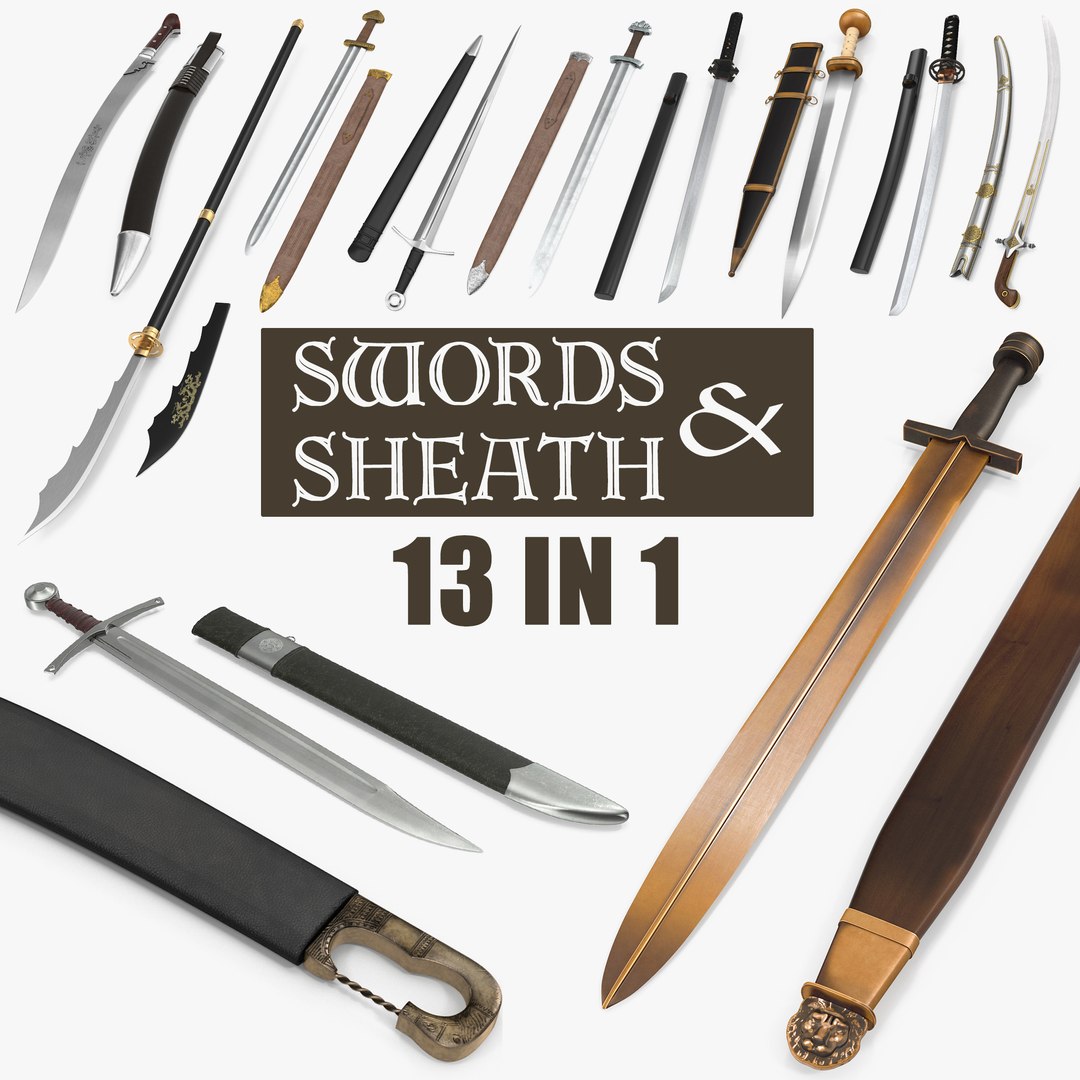 Swords with Sheath Collection 3D model preview