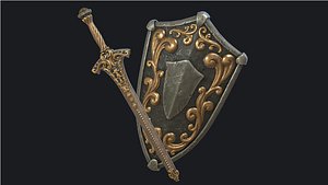 3D pbr fantasy sword scabbard model