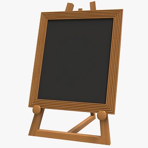 Wooden Easel With Frame 3D