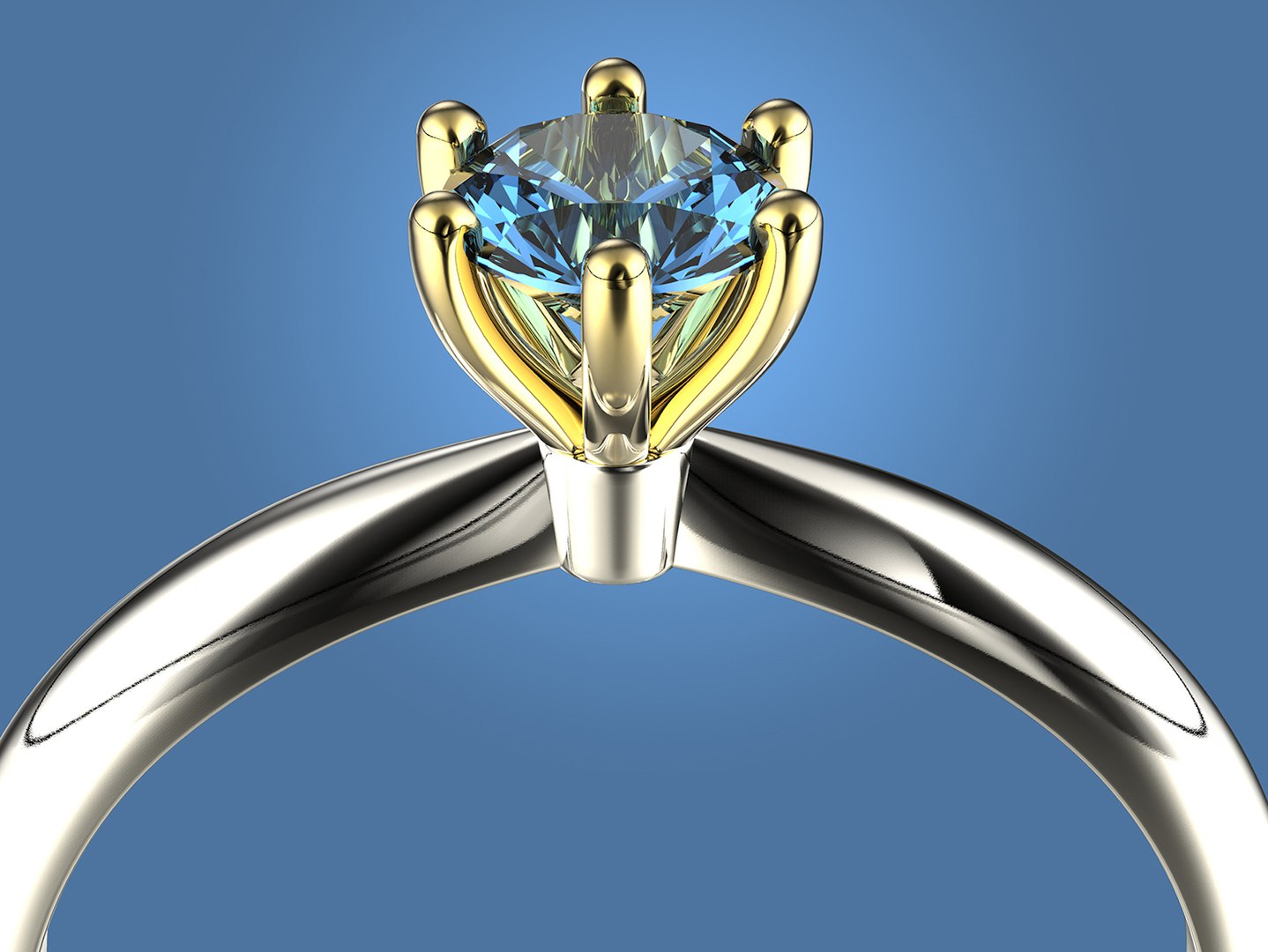 Gold engagement ring with diamond 0066 V1 set of sizes 3D model ...