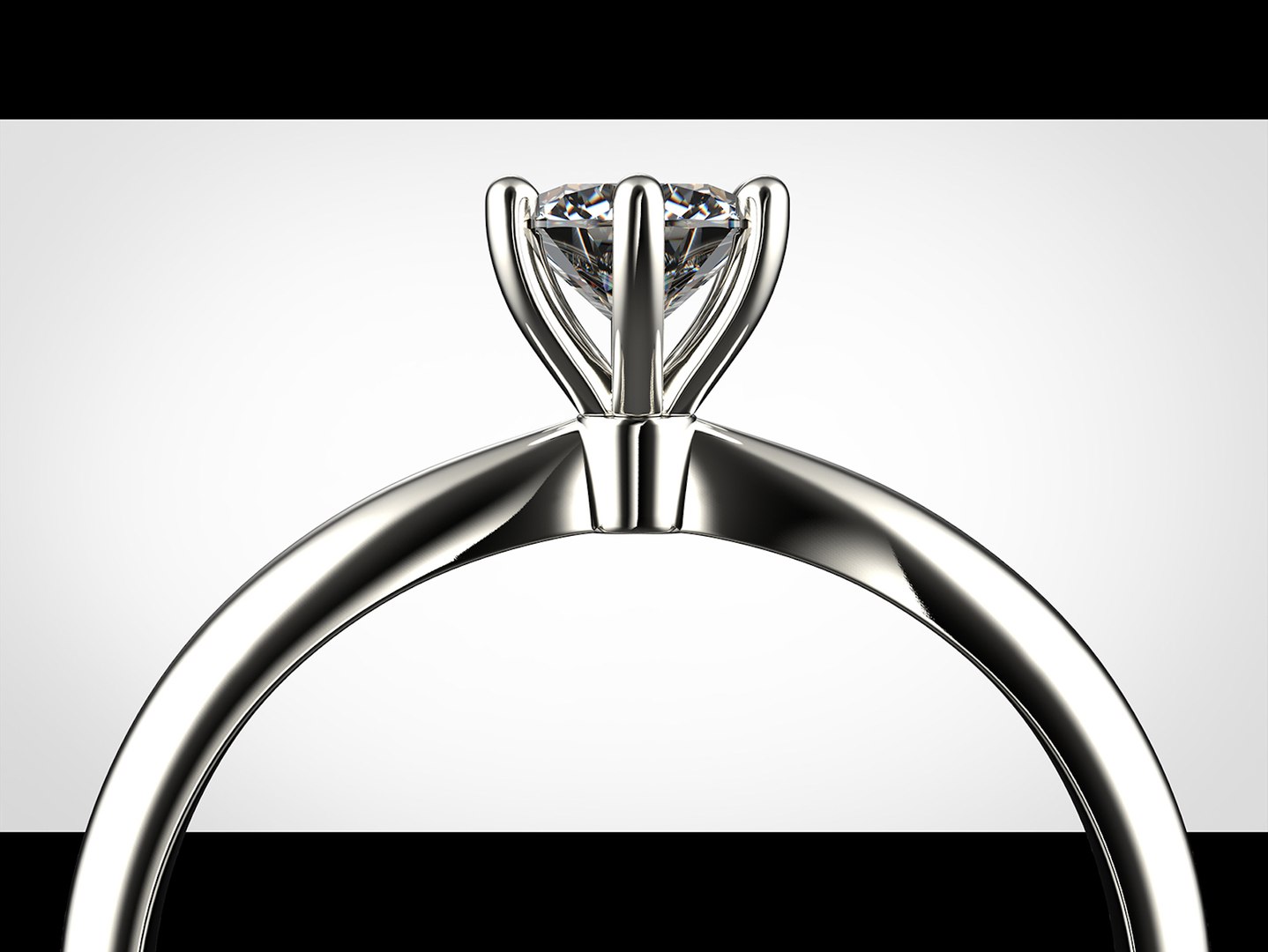 Gold engagement ring with diamond 0066 V1 set of sizes 3D model ...