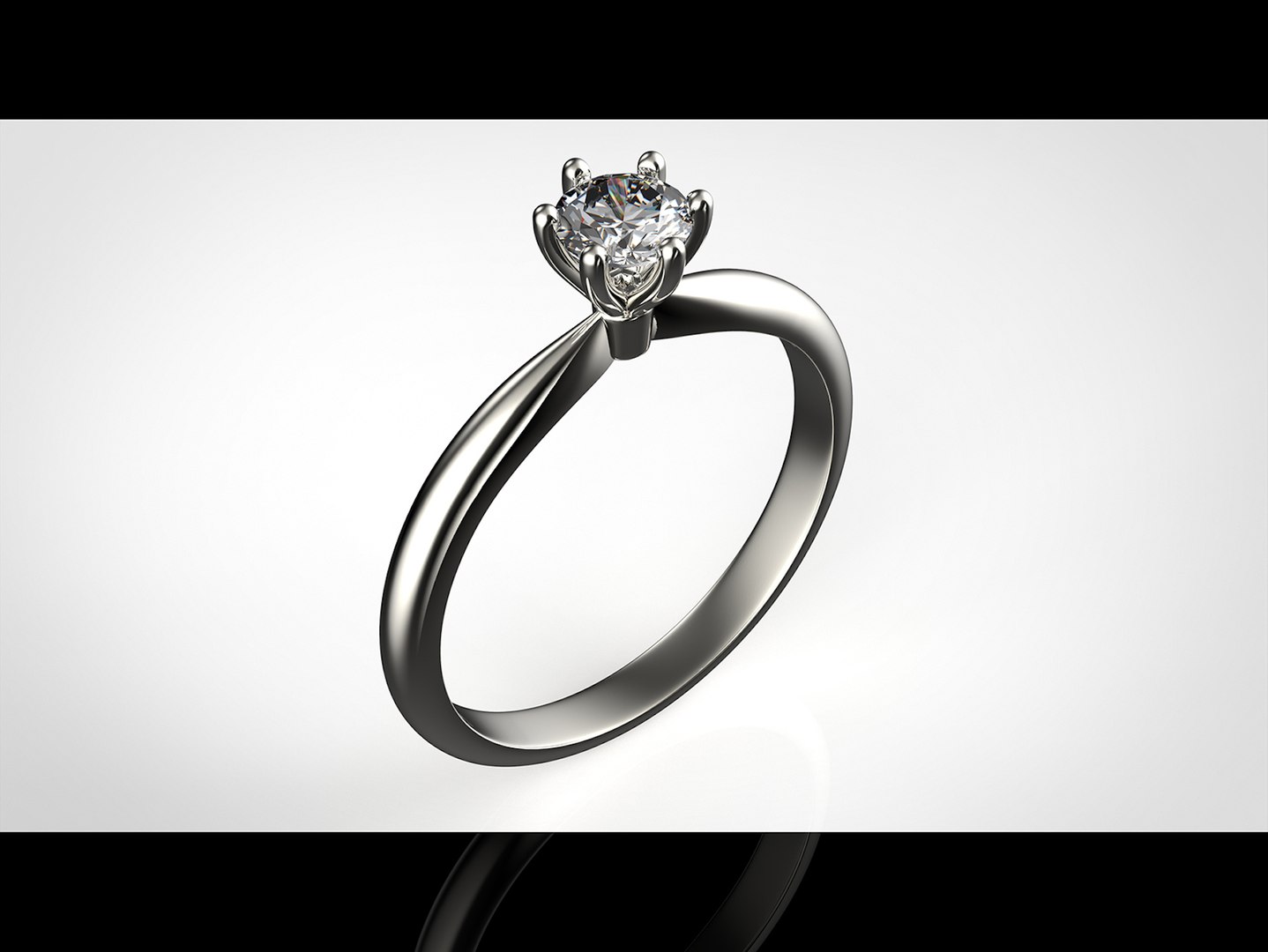 Gold engagement ring with diamond 0066 V1 set of sizes 3D model ...