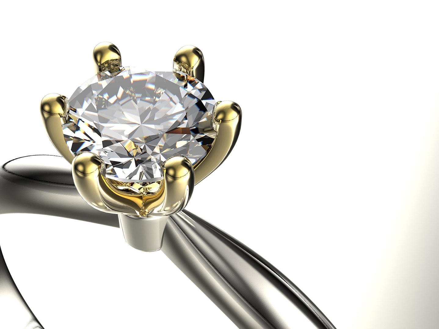 Gold engagement ring with diamond 0066 V1 set of sizes 3D model ...