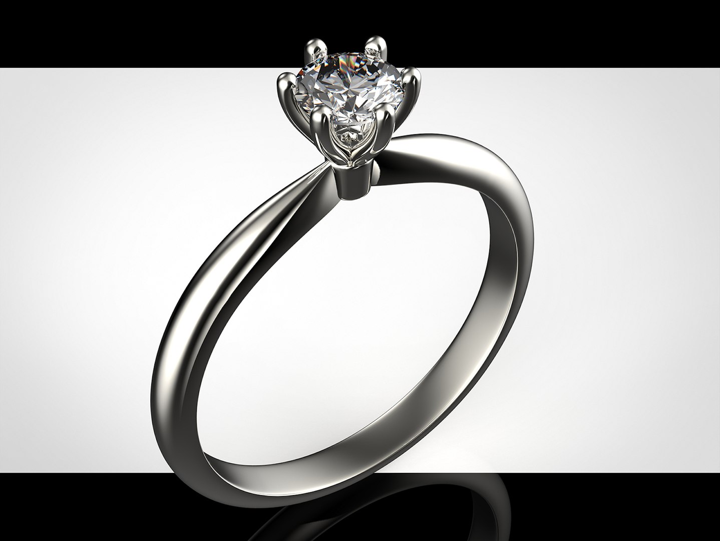 Gold engagement ring with diamond 0066 V1 set of sizes 3D model