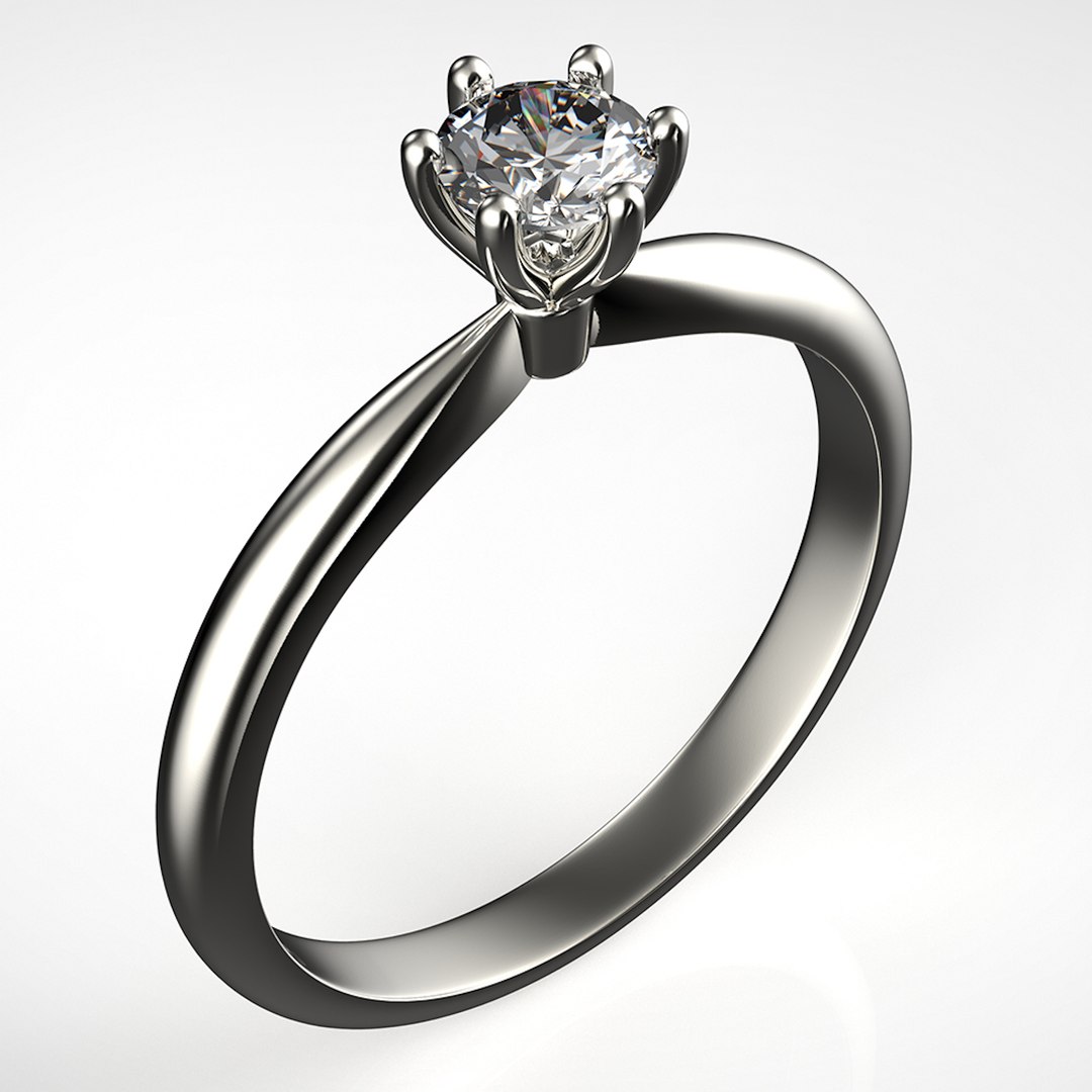 Gold engagement ring with diamond 0066 V1 set of sizes 3D model