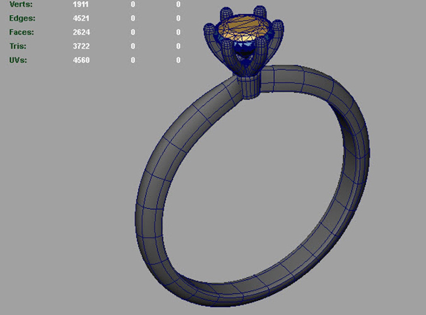 Gold engagement ring with diamond 0066 V1 set of sizes 3D model ...