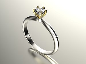 Gold engagement ring with diamond 0066 V1 set of sizes 3D model