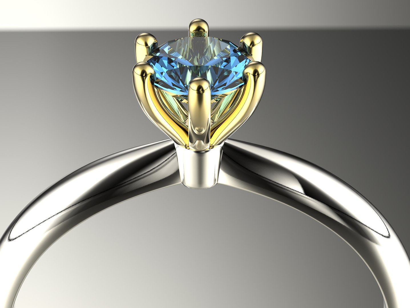 Gold engagement ring with diamond 0066 V1 set of sizes 3D model ...