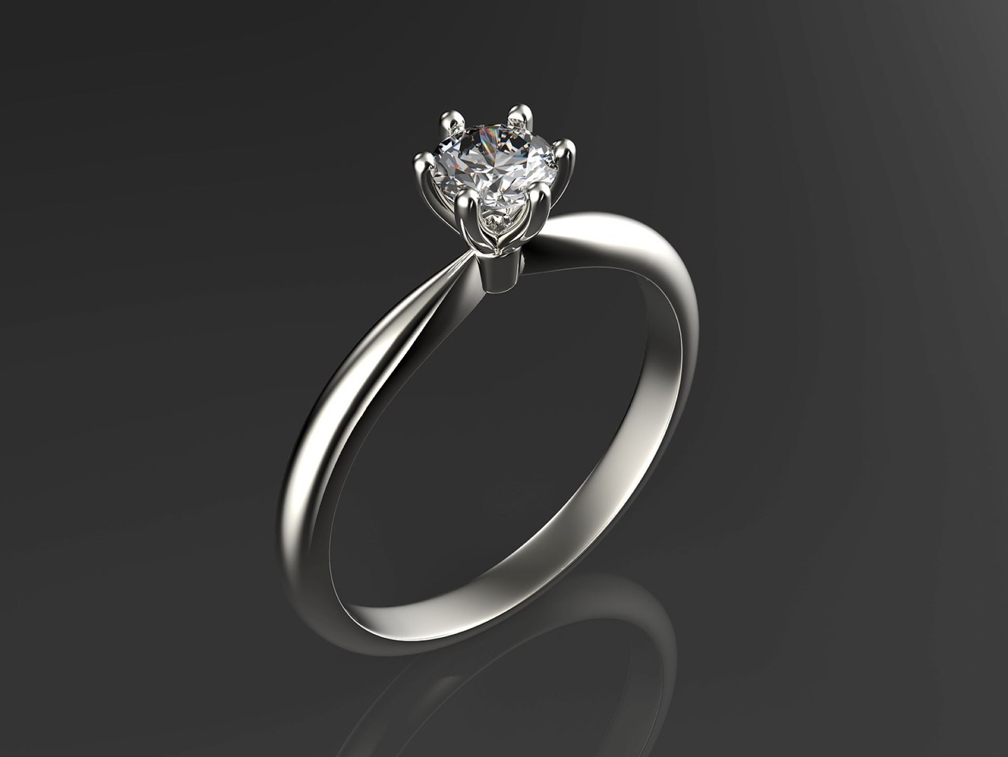 Gold engagement ring with diamond 0066 V1 set of sizes 3D model ...