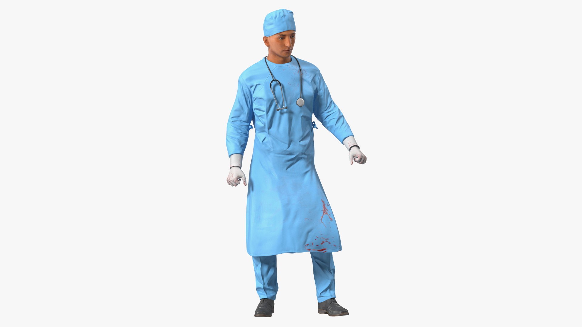 Blood Stained Surgeon Doctor Rigged 3D model preview