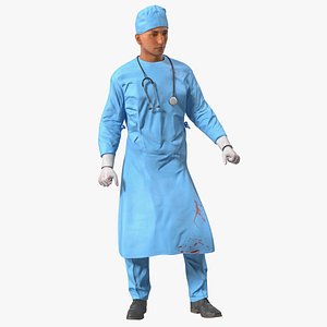 Blood Stained Surgeon Doctor Rigged 3D model