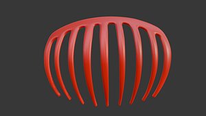3D Curved Red Hair Comb  3D Model