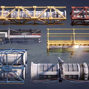 3D model Sci-Fi Tubes Cables Kitbash Vol 02