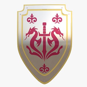 Fantasy Dragon Heraldic Shield 3D Model Low Poly PBR Textured model