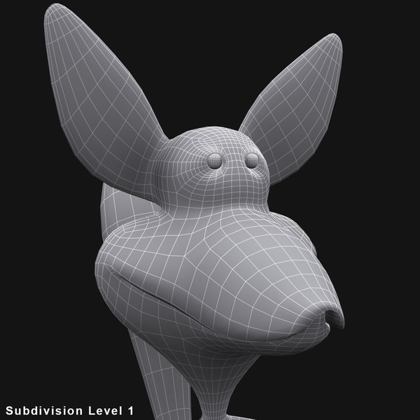 3d cartoon fox rigged biped model
