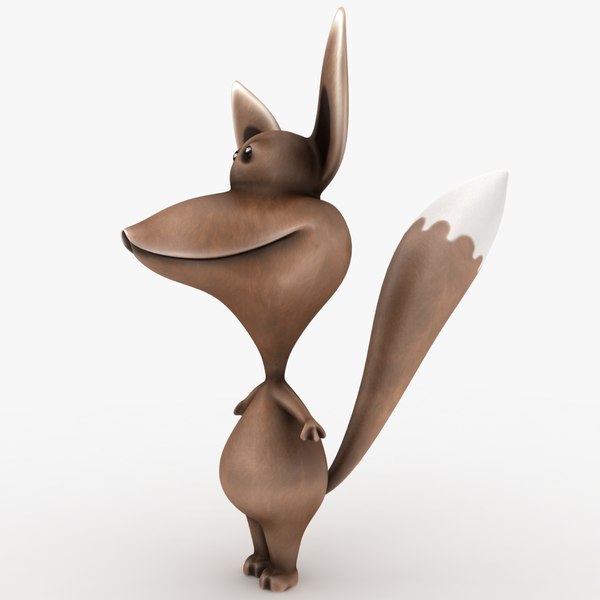 3d cartoon fox rigged biped model