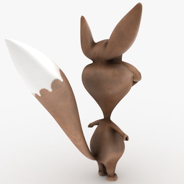 3d cartoon fox rigged biped model