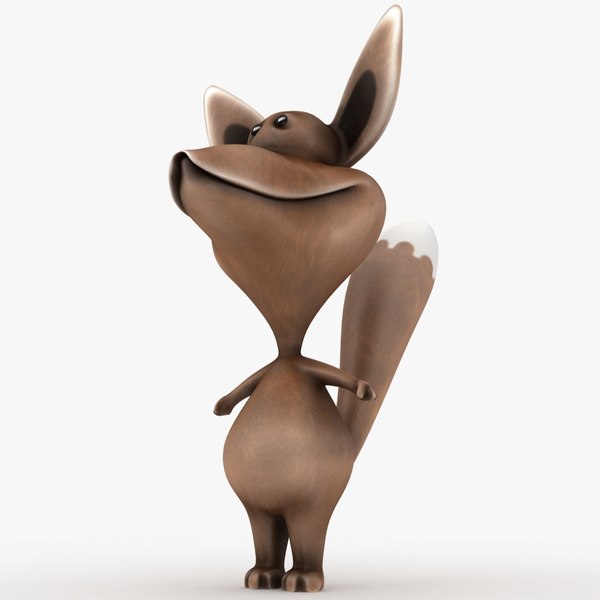 3d cartoon fox rigged biped model