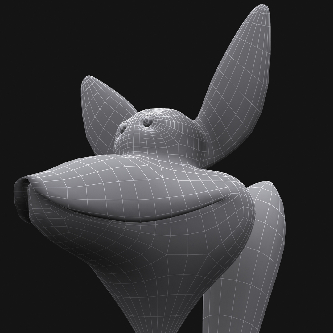 3d cartoon fox rigged biped model