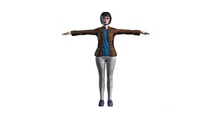 3D Woman with brown jackets model