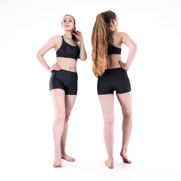scanned human sporty young woman 3D model