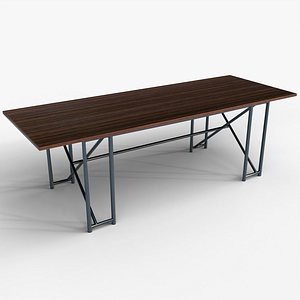 Contemporary Wood and Metal Table 3D Asset model