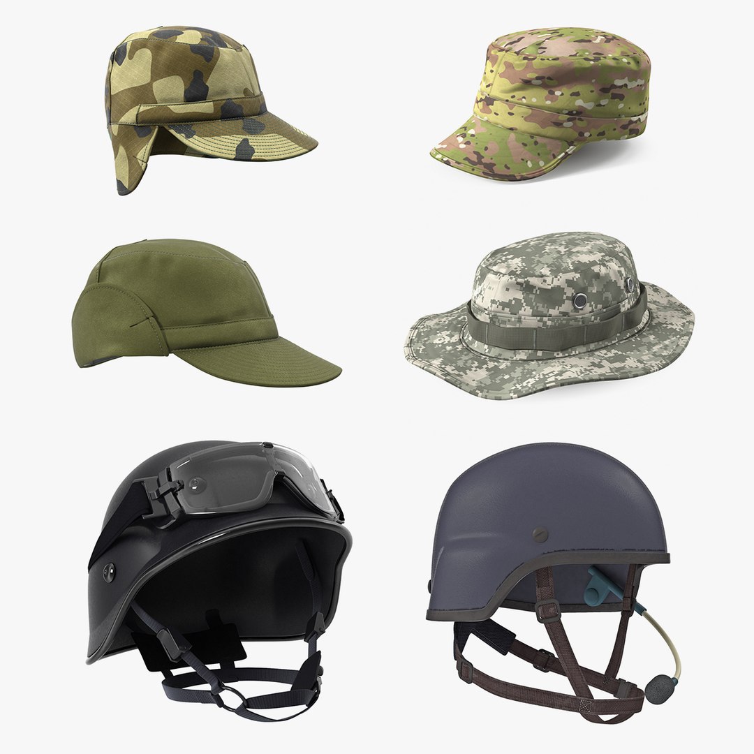 Military Hats Collection 3D model preview