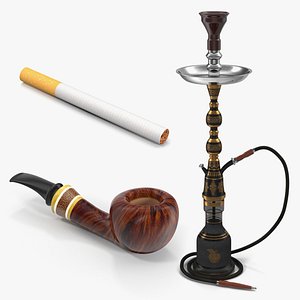 Cigarette Hookah and Tobacco Pipe 3D Models Collection