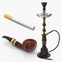 Cigarette Hookah and Tobacco Pipe 3D Models Collection