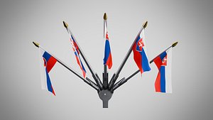 Wall Mount Flags 5 Of Slovakia 3D model