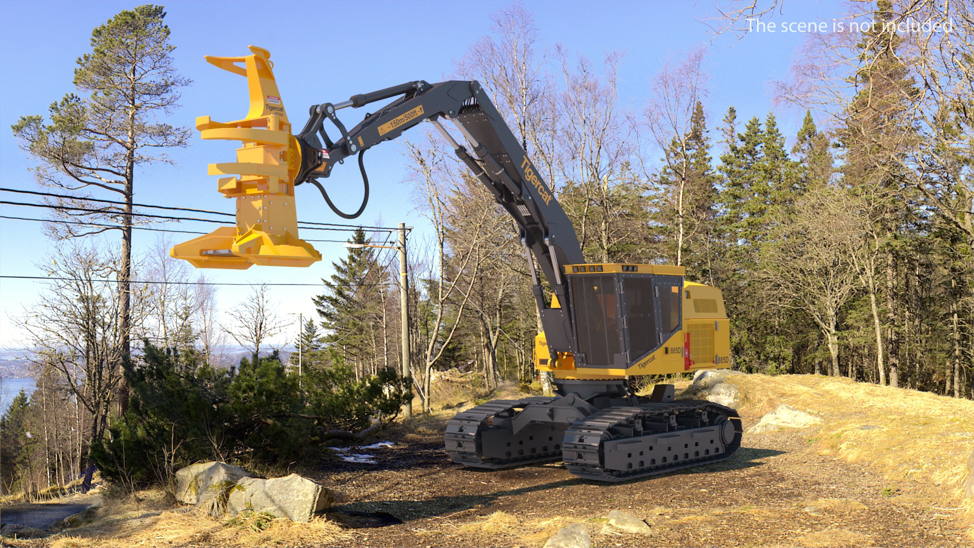 Tigercat 855D Tracked Feller Buncher 3D model preview