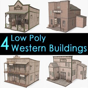 western buildings saloon bank 3d model