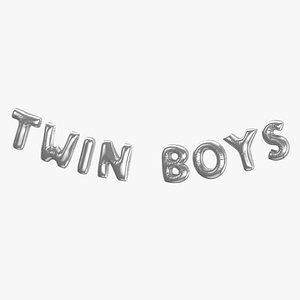 Foil Baloon Words Twin Boys Silver 3D model