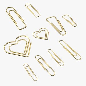 Gold Paper Clips Collection 2 3D model