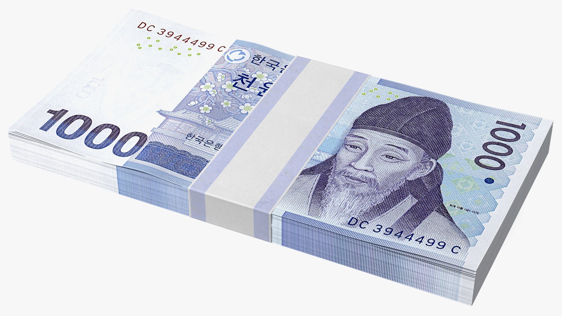 3D model South Korean 1000 Won Banknote Bundle TurboSquid 1730039
