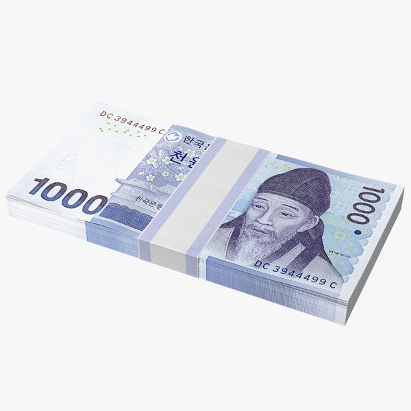 3D model South Korean 1000 Won Banknote Bundle