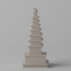 Seven-story Stone Pagoda Chungju Korea 3D model
