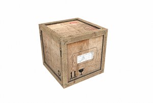 old wooden cargo crate 3D model