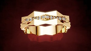 Rhombus geometric Diamond Ring