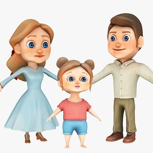 3D Family Father Mother Girl model
