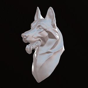 Stylized German Shepherd Dog Head 3D