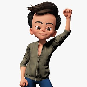 Energetic Cartoon Boy Character Rigged Adventurous
