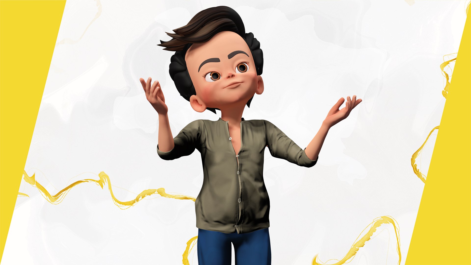 3D Energetic 3D Cartoon Boy Character Rigged Adventurous Model ...