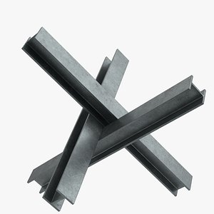 3D Czech hedgehog anti-tank obstacle 3