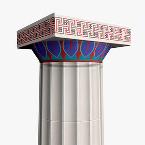 Doric Column Polychromy Red and Blue