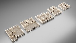 3D 5 floor plans