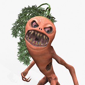 Carrot monster - Game Ready VR AR low-poly 3d model