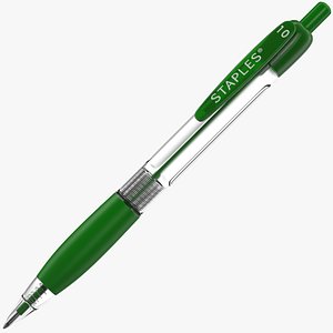 retractable ballpoint pen green 3D model