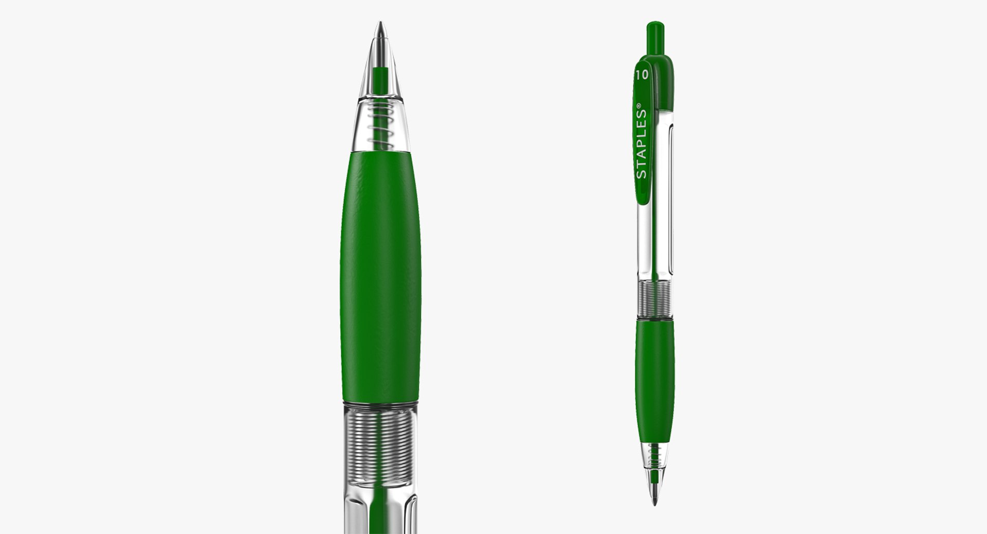 Retractable Ballpoint Pen Green 3D Model 3D model preview