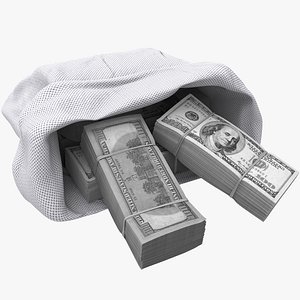 bag stacks dollars 3D
